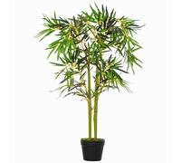 Outsunny Bambù in Vaso Artificiale, Pianta Finta Decorazione per Interno ed Esterno, Altezza 120cm, Verde