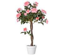 Outsunny Pianta Finta di Rosa da 21 Fiori con Vaso Ø18x90 cm Rosa