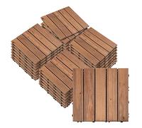 Outsunny Piastrelle da Esterni Pavimento da Giardino in Legno, Set da 27 Pezzi, 2.5m², Montaggio a Incastro, 30x30cm, Marrone