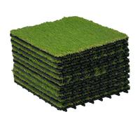 Outsunny Piastrelle da Giardino con Erba Sintetica 30x30cm 10 Pezzi Verde