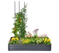 Outsunny Piazza Orto fioriera rettangolare in metallo, grande capacità, 180 x 90 x 29,5 cm, con tutori per pomodori e piante rampicanti