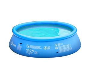 Outsunny Piscina Gonfiabile da Giardino in plastica a 3 Strati per 3-4 Persone, Piscina Gonfiabile con Pompa Manuale Inclusa e Valvola di Scarico, Ø274x76cm, Blu