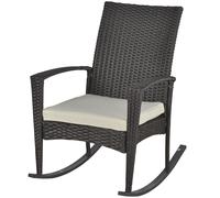 Outsunny Poltrona a Dondolo con Cuscino d'Assise Sfoderabile, Effetto Rattan, in Resina Intrecciata, 66x88x98 cm, Marrone Aosom Italy