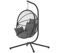 Outsunny Poltrona a Uovo Sospesa con Cuscino Imbottito Grigio