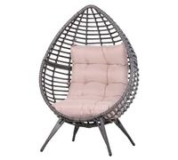 Outsunny Poltrona in Rattan con Cuscino Stile Boho Chic 101x89x156cm