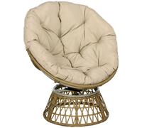 Outsunny Poltrona in Rattan, Poltrona da Esterni, Stile Boho, Resistente alle Intemperie, 85 cm x 70 cm x 82 cm, Crema + Naturale
