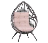 Outsunny Poltrona in Vimini con Cuscino Stile Boho Chic 101x89x156cm