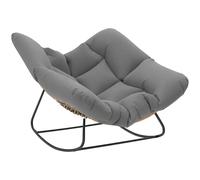 Outsunny Poltrona Papasan a Dondolo in Rattan con Cuscino, Grigio