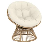 Outsunny Poltrona Papasan Girevole in Rattan PE, 110 cm, Bianco Crema