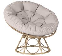 Outsunny Poltrona papasan in rattan, girevole 360°, con cuscino, Grigio chiaro Aosom Italy