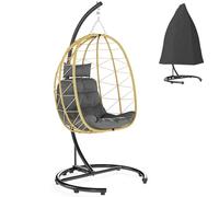 Outsunny Poltrona Sospesa 150kg Max 102x102x195 cm Nera Grigia e Beige
