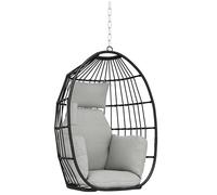 Outsunny Poltrona Sospesa a Uovo Cuscino Imbottito 75x62x107 cm Grigio