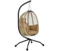 Outsunny Poltrona Sospesa con Cuscino Imbottito, Seduta Pieghevole e Struttura in Acciaio e Corda, Beige Aosom Italy