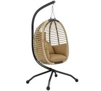 Outsunny Poltrona Sospesa con Cuscino Seduta Pieghevole in Acciaio e Corda Beige