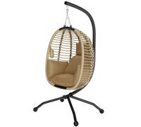 Outsunny Poltrona Sospesa con Seduta Pieghevole e Cuscino Imbottito Beige