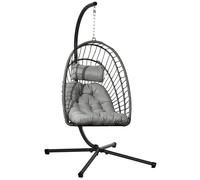 Outsunny Poltrona Sospesa in Rattan PE con Cuscino Imbottito, Sedia Sospesa a Do