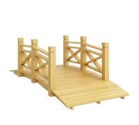 Outsunny Ponte da giardino in legno carbonizzato ad arco 1,74 m - Passerella con corrimano sicura e carico 200 kg - Decorazione esterna trattata e resistente, naturale