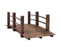 Outsunny Ponte da Giardino - Ponte per Laghetto - passerella in Legno - Decorazione Giardino dim. 152,5L x 67l x 48H cm - Legno di Abete trattato carbonizzazione