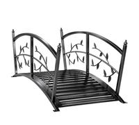 Outsunny Ponte Metallo 1,2m con ringhiere, laghetto Nero | Ponticello decorativo ad arco, ruscello del giardino, facile montaggio, struttura stabile