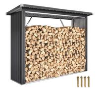 Outsunny Porta Legna con Tetto Inclinato in Metallo, Grigio Scuro