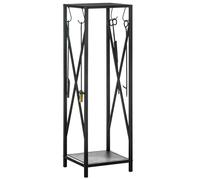 Outsunny porta legna da ardere con ganci spazzola per pala e pinze nere