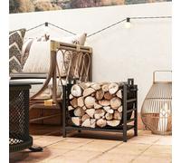 Outsunny Porta Legna per Interni ed Esterni, Portalegna da Interno Rialzato con Borsa da Trasporto Rimovibile in Tessuto Oxford, Legnaia in Metallo, Capacità 50 kg, 49x34x44 cm, Nero Il nostro portale