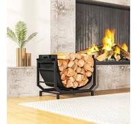 Outsunny Porta Legna per Interni ed Esterni, Portalegna da Interno Rialzato con Borsa da Trasporto Rimovibile in Tessuto Oxford, Legnaia in Metallo, Capacità 50 kg, 53x33x43 cm, Nero Il nostro portale