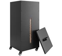 Outsunny Porta Pellet da Interno con Ruote da 45 kg in Acciaio, Nero | Contenitore Pellet da Interno, con Coperchio, Finestra di Controllo e Setaccio con Manico