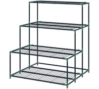 Outsunny Scaffale Porta Piante a 4 Livelli in Acciaio, Portavasi con 24 Clip per Interni Esterni Giardino, Balcone e Patio, 94x84x110 cm, Verde Scuro