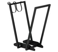 Outsunny Scaffale Portalegna da Esterno e Interno con Ganci in Acciaio, Legnaia Design Moderno con Base Rialzata, 45x32x58cm, Nero