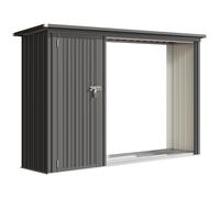 Outsunny Portalegna da Esterno con Armadietto Porta Attrezzi, Grigio Scuro