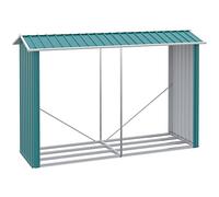 Outsunny Portalegna da Esterno con Base Rialzata e Tetto Inclinato, Legnaia da Esterno in Acciaio Galvanizzato per Legna da Ardere, 240x 86x160cm, Verde