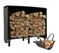 Outsunny Portalegna in Metallo con Telo Porta Legna e Copertura Nero