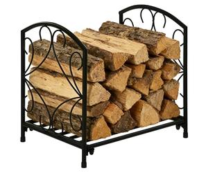 Outsunny Portalegna per Camino da Interno ed Esterno in Metallo con Base Rialzata per 50kg di Legna, 39.5x31.5x39.5cm, Nero