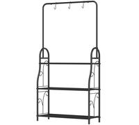 Outsunny Portapiante a 3 Livelli con Ganci per Fiori, Nero