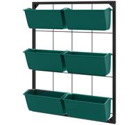 Outsunny Portapiante da Parete 3 Livelli con 6 Vasi in Acciaio e Plastica Verde