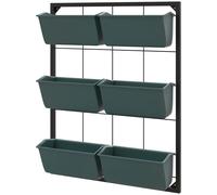 Outsunny Portapiante da Parete 3 Livelli con 6 Vasi in Acciaio e Plastica Verde