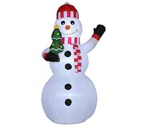 Outsunny Pupazzo di Neve Gonfiabile 180cm con Luci LED, Decorazione Natalizia da Esterno e Interno con Gonfiatore Incluso