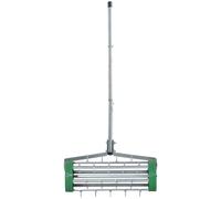 Outsunny Rastrello Scarificatore con Ruote da Giardino Ferro zincato 135×42×15cm Verde, argento