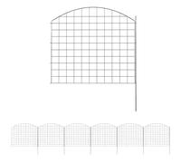 Outsunny Recinzione da giardino in metallo, set di 6 recinzioni decorative, 460 x 97 cm, recinzione per ortaggi, bordatura di sentieri, bordatura di giardini, nero