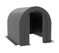 Outsunny Rifugio da giardino Tenda di immagazzinaggio esterno capanno per bicicletta Garage telone in PE Telaio in metallo zincato dim. 2,4 x 1,8 x 1,9 m, grigio scuro