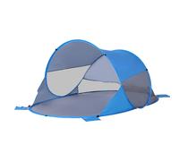 Outsunny Rifugio da spiaggia tenda da spiaggia pieghevole pop-up automatica protezione UV finestra posteriore grande tappeto da terra azzurro