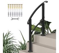 Outsunny Ringhiera per scale 71 cm Corrimano per scale con kit di installazione Angolo regolabile per 1-3 gradini per terrazza all'aperto Patio Nero