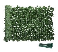 Outsunny Rotolo di Siepe Finta di Faggio in PE 300x100 cm, Verde Scuro | per Balcone e Giardino, Siepe Artificiale da Esterno, Foglie di Edera, Protezione UV