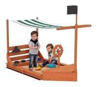 Outsunny Sabbiera bambini 180x103 cm con coperchio legno verde