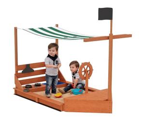 Outsunny Sabbiera bambini 180x103 cm con coperchio legno verde | Sabbiera con panche, per giardino esterno terrazza balcone
