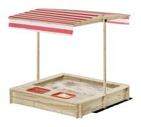 Outsunny Sabbiera per Bambini in Legno con Tettuccio Regolabile in Altezza, Gioco da Giardino con Sedute sui Bordi e Vaschette, 118x118x118cm