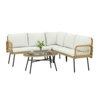 Outsunny Salotto da Giardino 4 Pezzi in Rattan per 5 Persone color Legno