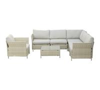 Outsunny Salotto da Giardino 7 Pezzi Modulabile con Tavolino in Beige