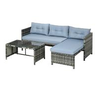 Outsunny Salotto da Giardino con Divanetto, Chaise Longue e Tavolino Rattan PE